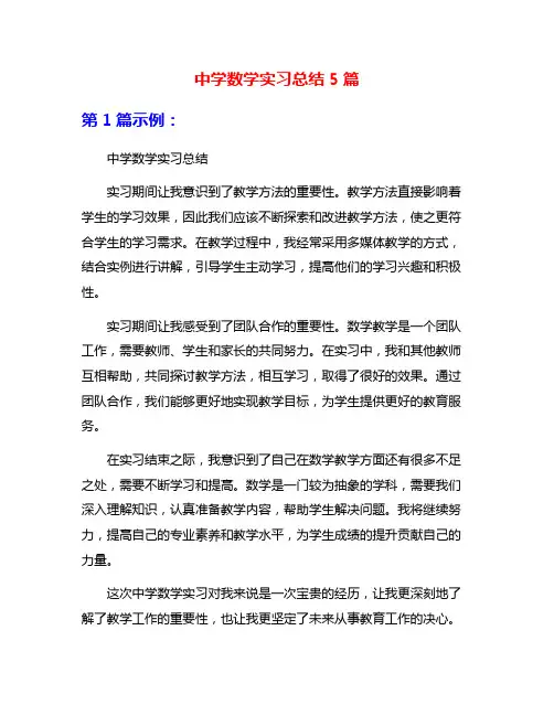 中学数学实习总结5篇