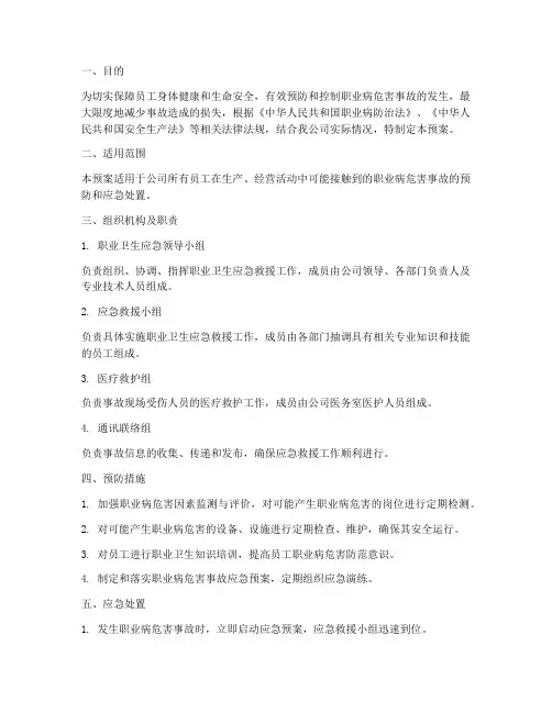 职业卫生应急预案完整版