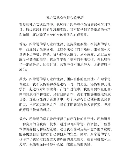 社会实践心得体会跆拳道