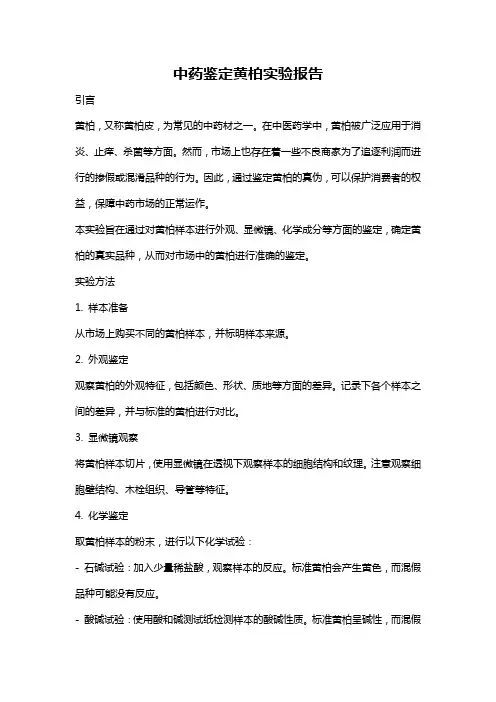 中药鉴定黄柏实验报告