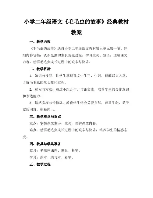小学二年级语文《毛毛虫的故事》经典教材教案