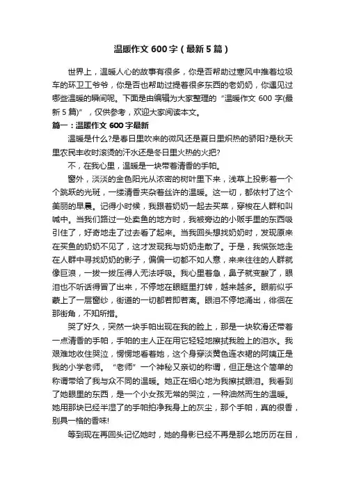 温暖作文600字（最新5篇）