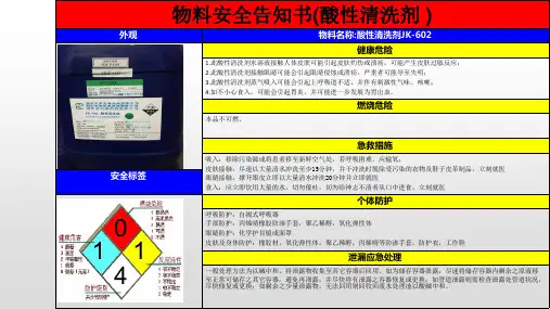 物料安全告知书(酸性清洗剂 )