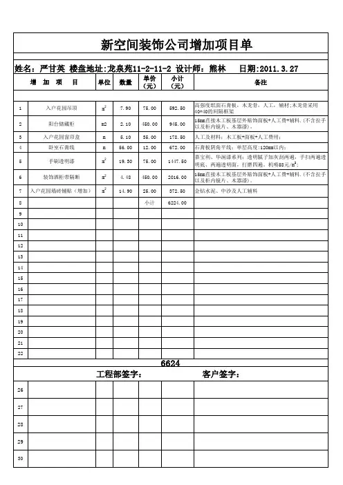 增加项目单
