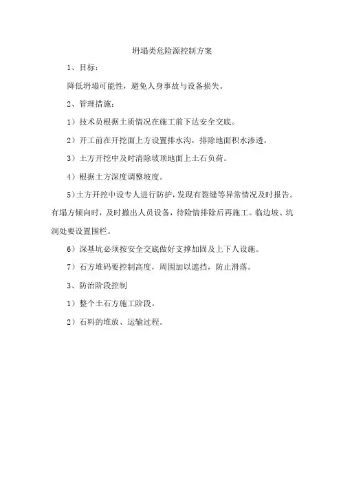 坍塌类危险源控制方案