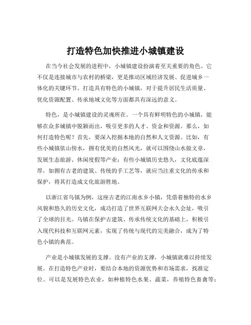 打造特色加快推进小城镇建设