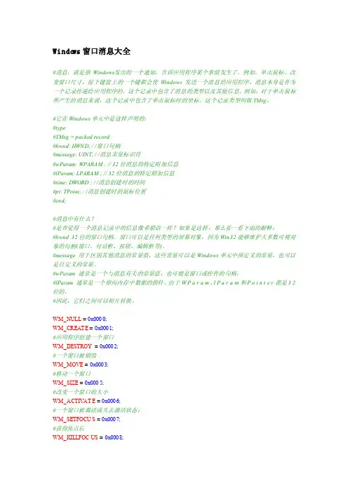 Windows窗口消息大全