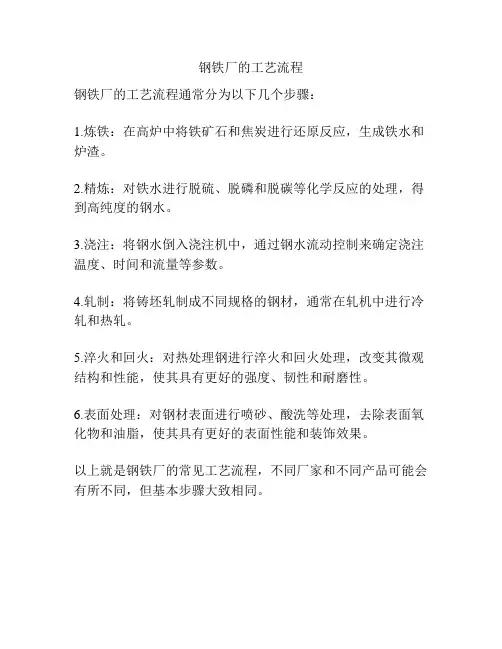 钢铁厂的工艺流程