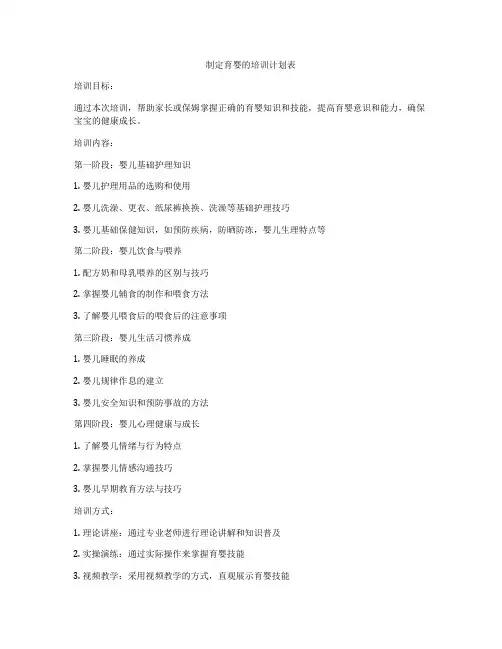 制定育婴的培训计划表