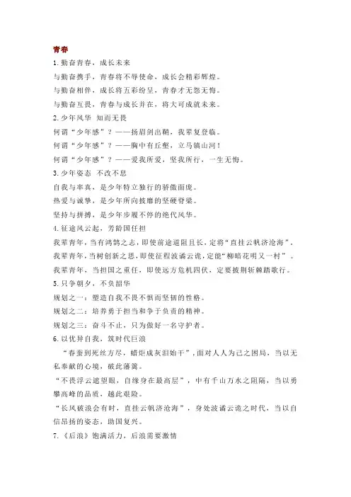 2023高考作文热点素材  青春、偶像、梦想、奋斗、担当、逆境、中国精神