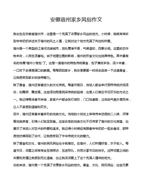 安徽宿州家乡风俗作文