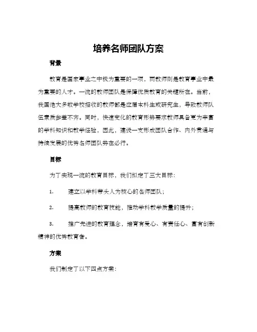 培养名师团队方案
