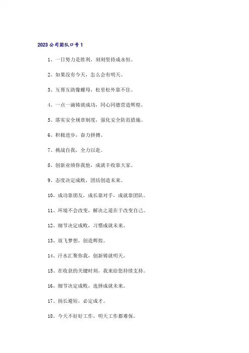 公司团队口号