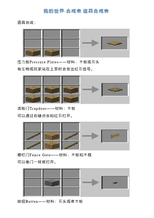 我的世界合成表道具合成表