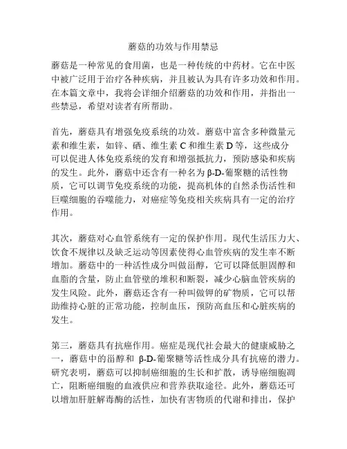 蘑菇的功效与作用禁忌