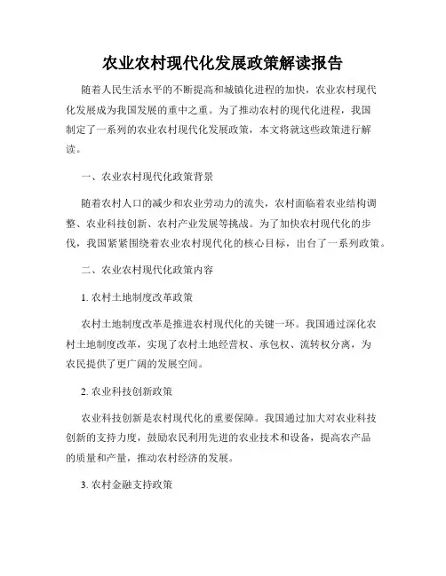 农业农村现代化发展政策解读报告