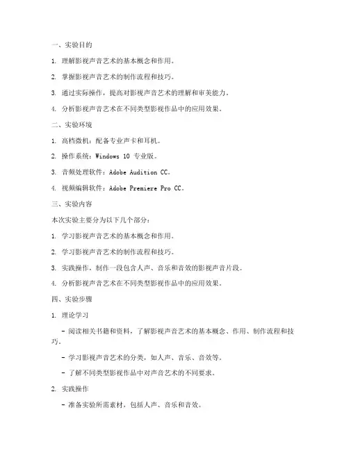 影视声音艺术实验报告
