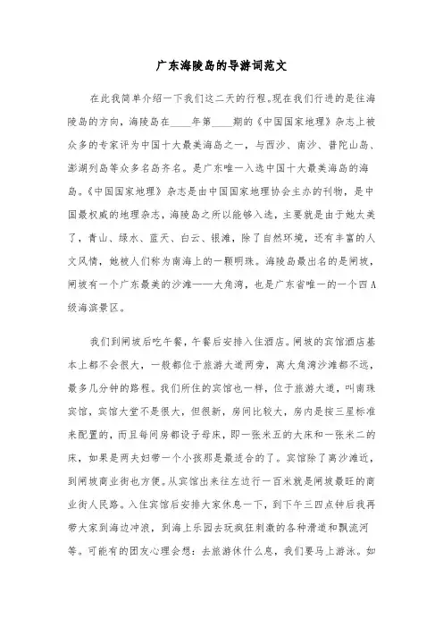 广东海陵岛的导游词范文（2篇）