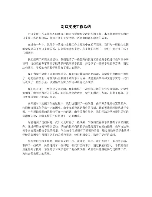 对口支援工作总结