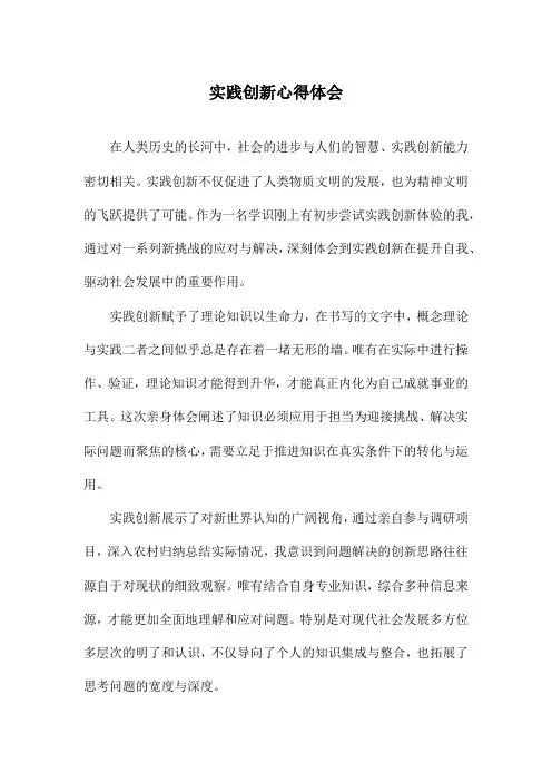 实践创新心得体会