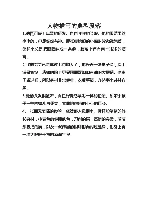 人物描写的典型段落