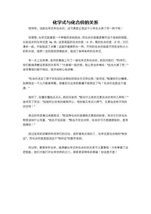 化学式与化合价的关系