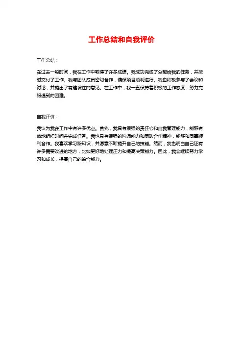 工作总结和自我评价