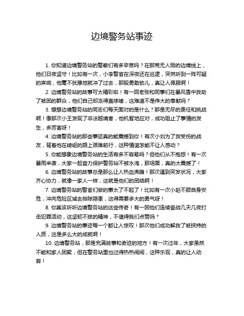 边境警务站事迹
