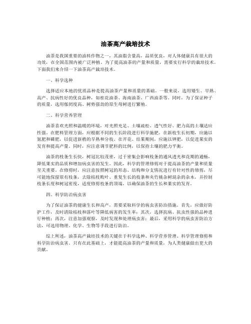 油茶高产栽培技术