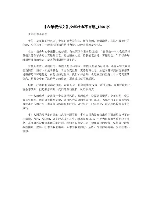 【六年级作文】少年壮志不言愁_1500字