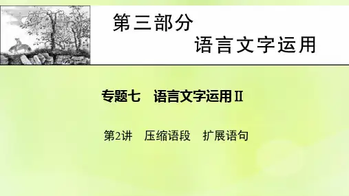 2023版高考语文一轮总复习第3部分语言文字运用专题7语言文字运用Ⅱ第2讲压缩语段 扩展语句课件
