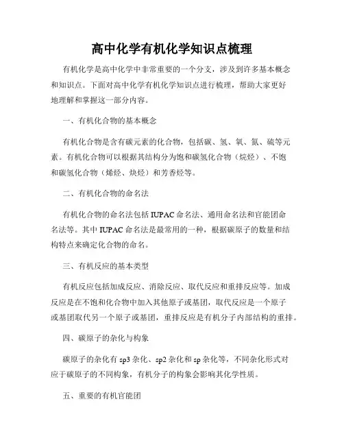 高中化学有机化学知识点梳理