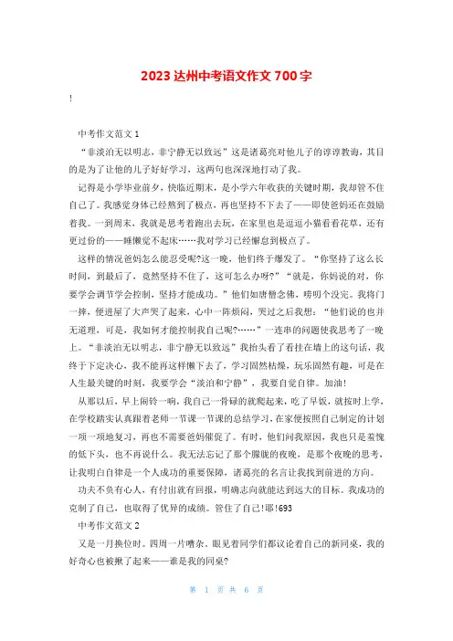 2023达州中考语文作文700字
