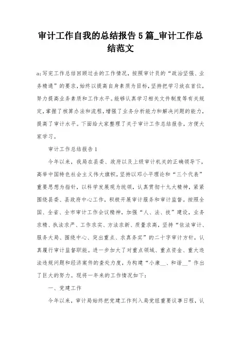 审计工作自我的总结报告5篇_审计工作总结范文