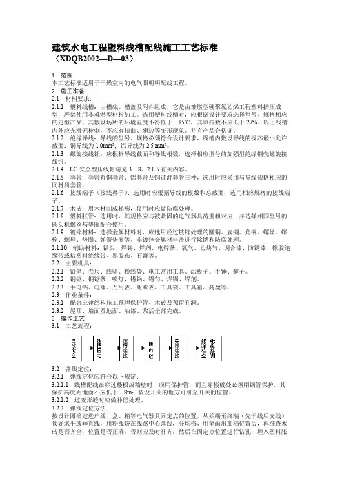 建筑水电工程塑料线槽配线施工工艺标准