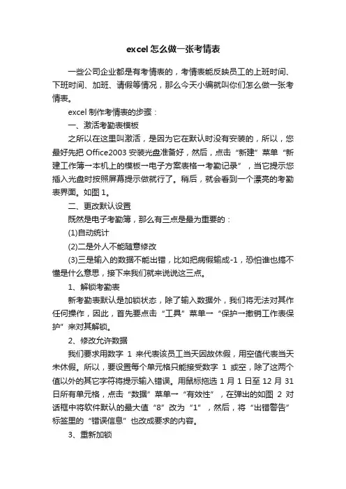 excel怎么做一张考情表