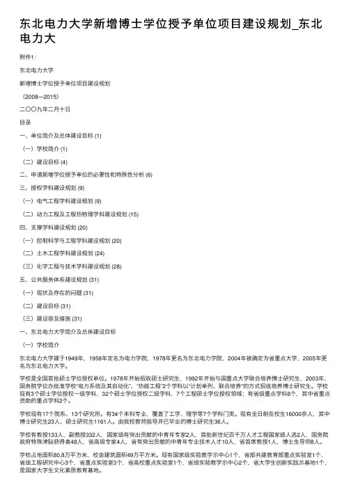 东北电力大学新增博士学位授予单位项目建设规划_东北电力大