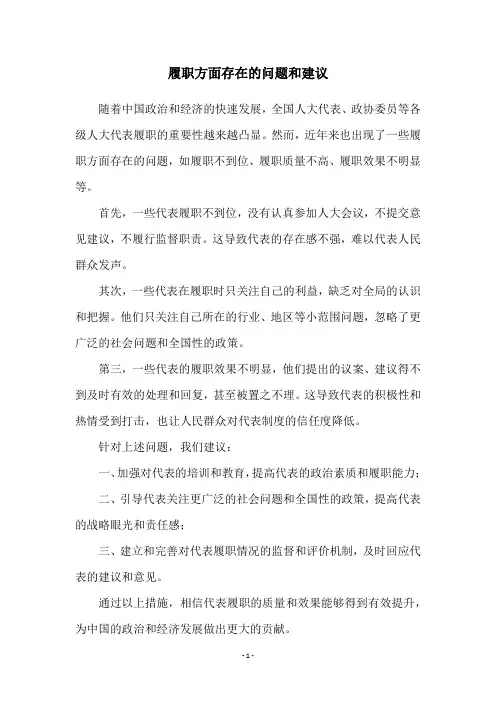 履职方面存在的问题和建议