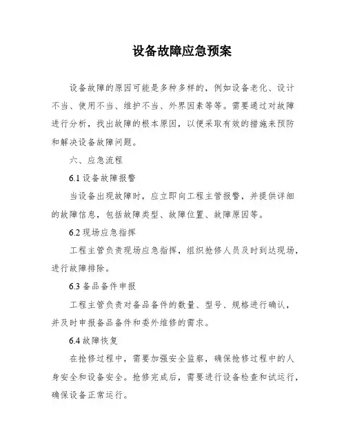 设备故障应急预案