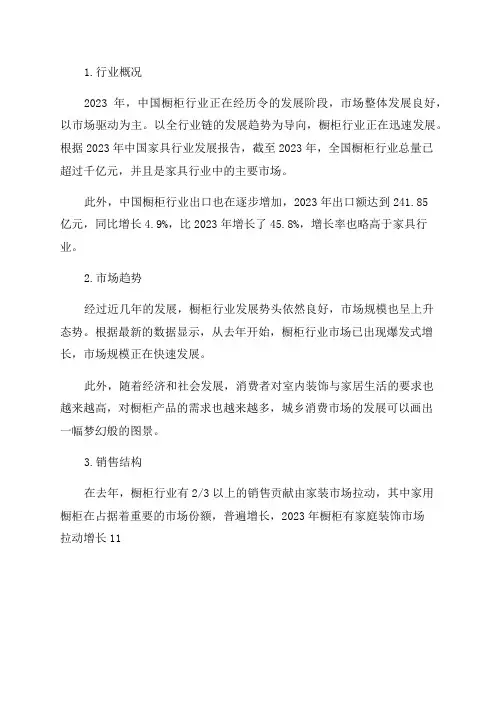 2024年橱柜行业市场调研报告