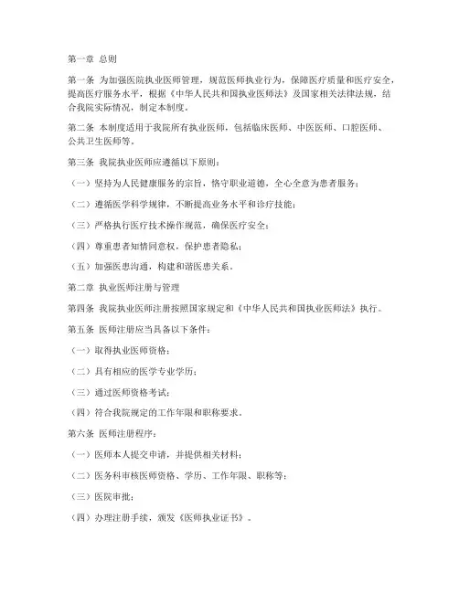 医院执业医师管理制度