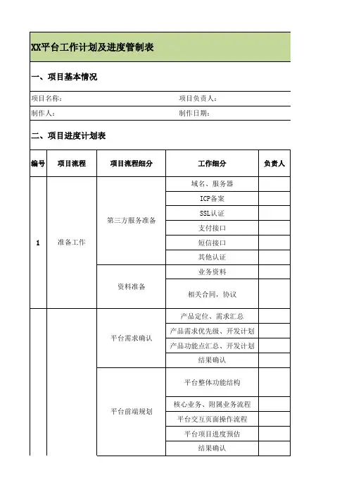网站建设工作计划,项目进度表模板
