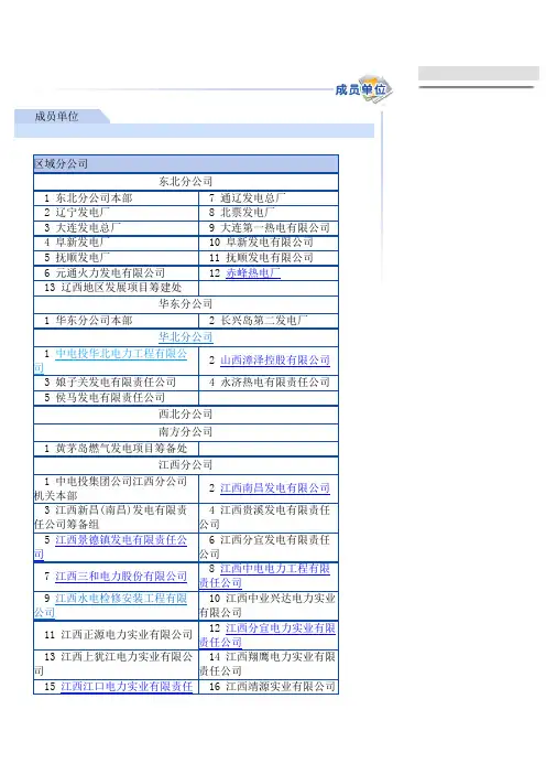 中电投集团成员企业
