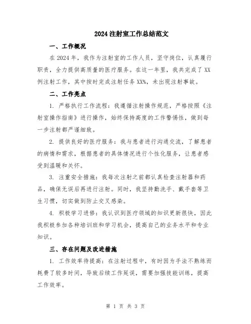 2024注射室工作总结范文