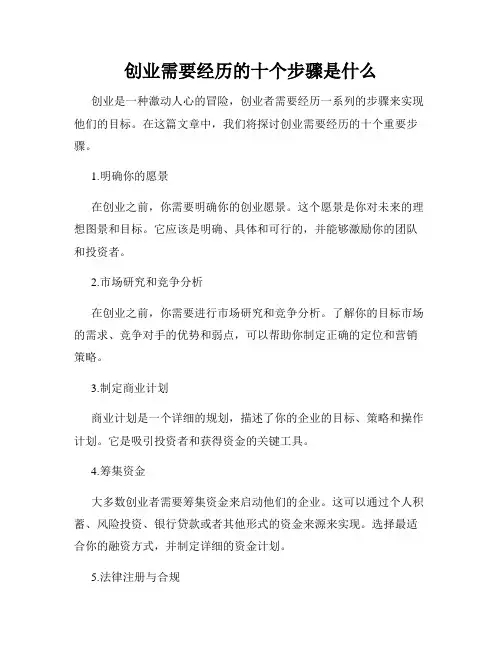 创业需要经历的十个步骤是什么
