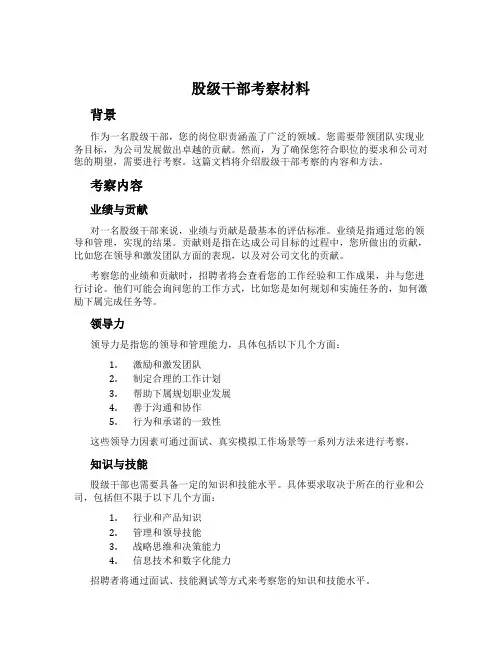 股级干部考察材料