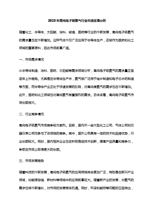 2023年高纯电子级氨气行业市场环境分析