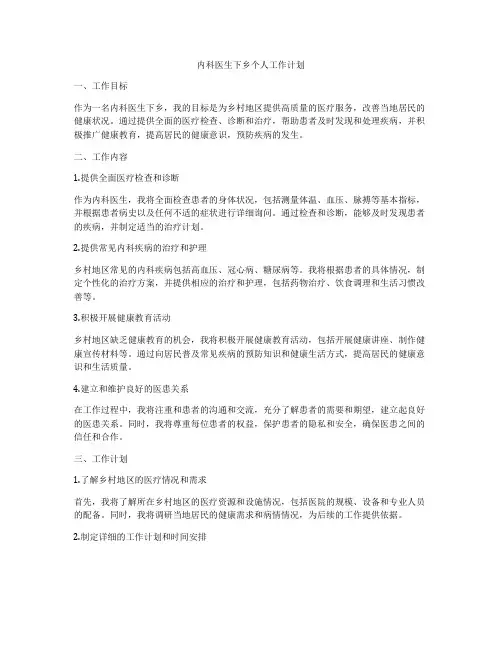 内科医生下乡个人工作计划