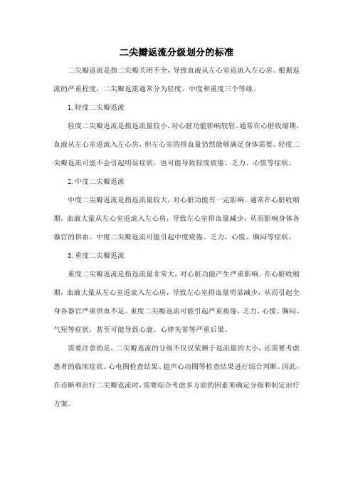 二尖瓣返流分级划分的标准