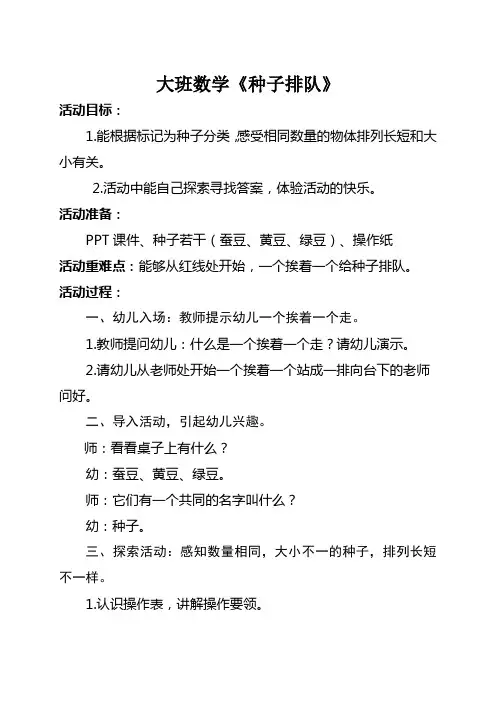 大班数学《种子排队》